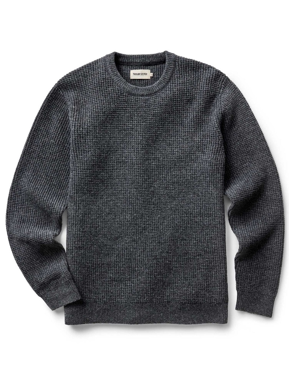 Taylor Stitch Charcoal Merino Waffle Knit Crewneck Sweater